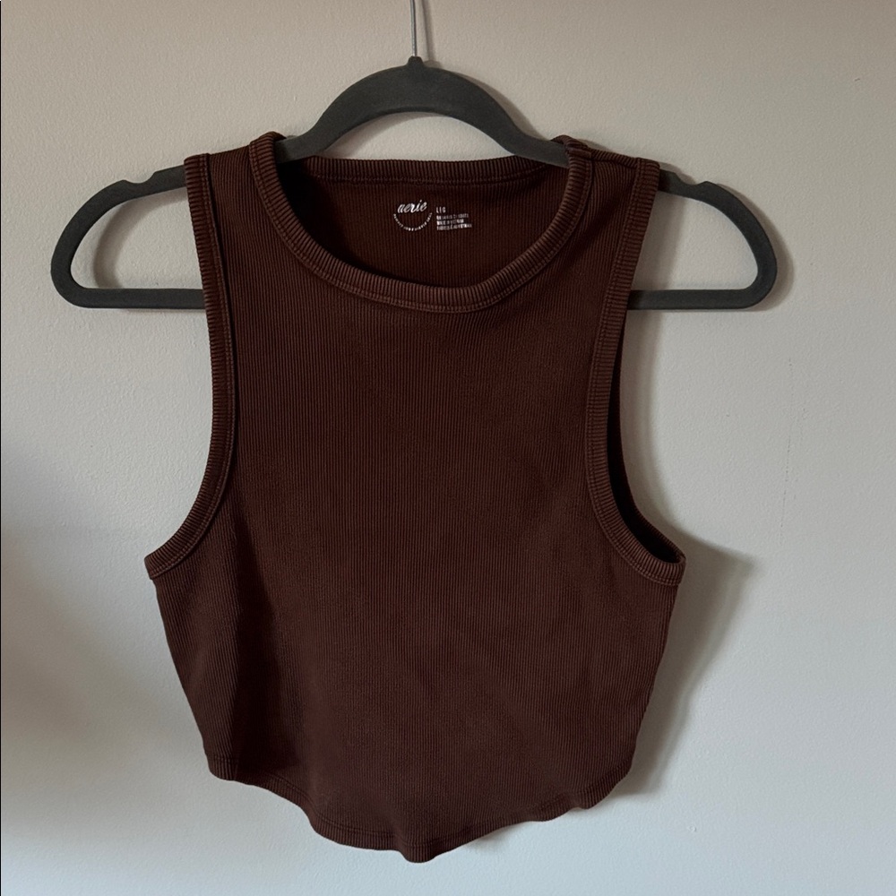 aerie Chocolate Brown Ribbed Tank Top